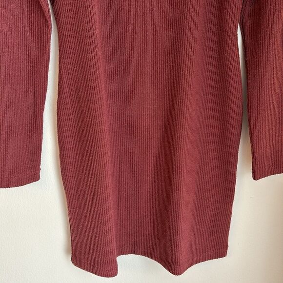 Madewell Women’s Ribbed long sleeve square neck Bodycon Mini Dress size M NWT! - Picture 4 of 8